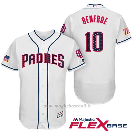 Maglia Baseball Uomo San Diego Padres 2017 Estrellas y Rayas Hunter Renfroe Bianco Flex Base